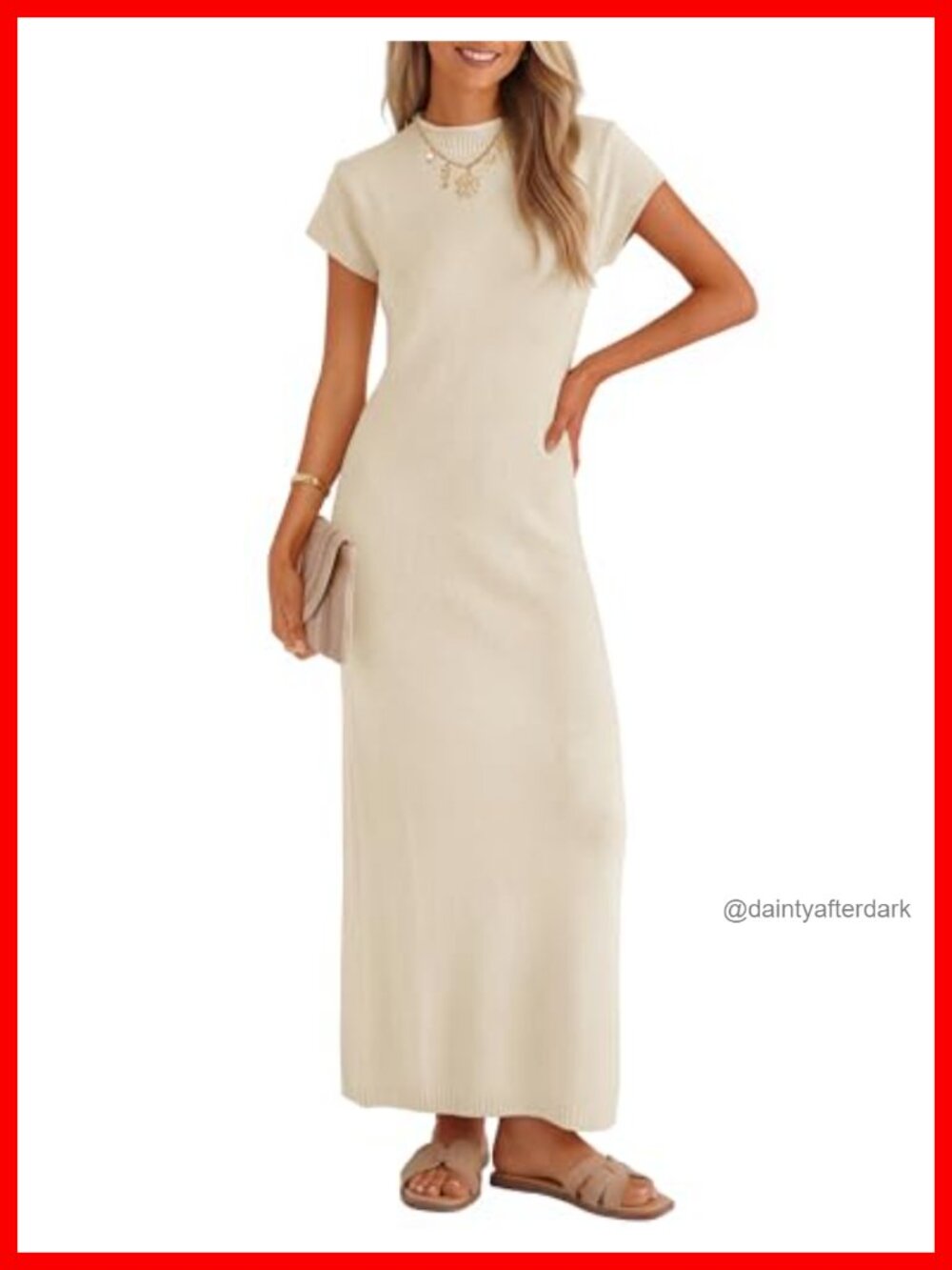 Bodycon Knit Short Sleeve Sweater Maxi Dress - Picture 1 of 6